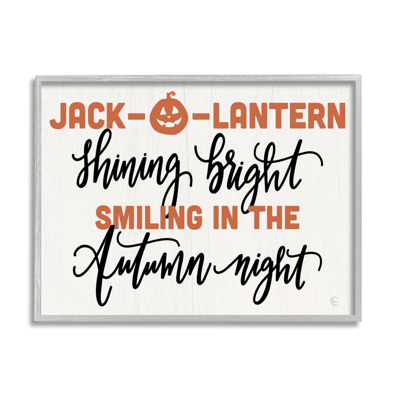Stupell Industries Autumn Jack-o-Lantern Phrase Framed Giclee Art